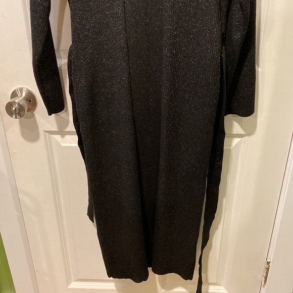 DKNY Sparkly Fitted Black Belted Midi Dress NWT - Picture 8 of 15